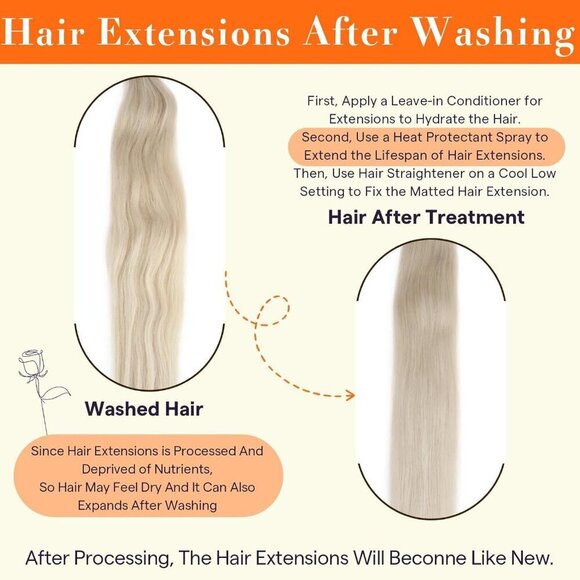 Weft Hair Extensions Human Hair 22 Inch Sew In Hair Extensions Remy Straight Hai - Picture 8 of 9